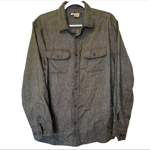 Carbon 2 Cobalt Shirt Yak Blend Men's Large Green Flannel Long Sleeve Button Up - Picture 1 of 12